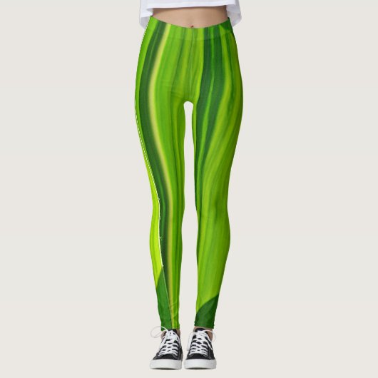 Groen natuurlijk patroon leggings (Voorkant)