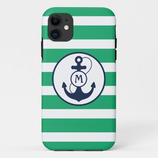 Groen Nautisch monogram anker Case-Mate iPhone Case (Achterkant)