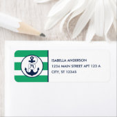 Groen Nautisch monogram anker Etiket (Insitu)