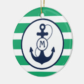 Groen Nautisch monogram anker Keramisch Ornament (Links)