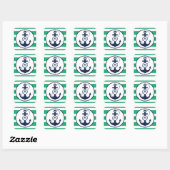 Groen Nautisch monogram anker Vierkante Sticker (Vel)