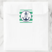Groen Nautisch monogram anker Vierkante Sticker (Tas)