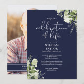 Groen Navy Blauw Viering van het Leven Foto Kaart (Voorkant / Achterkant)