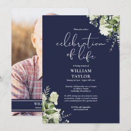 Groen Navy Blauw Viering van het Leven Foto Kaart