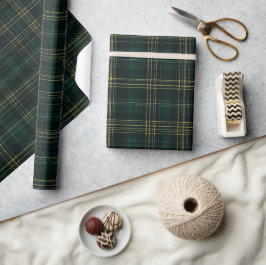 Groen Navy Diep Bos Dennenovertreksel Patroon Cadeaupapier