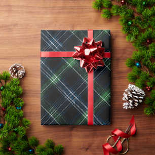 Groen Navy Diep Bos Dennenovertreksel Patroon Cadeaupapier