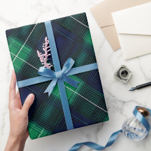 Groen Navy Diep Bos Dennenovertreksel Patroon Cadeaupapier
