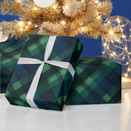 Groen Navy Diep Bos Dennenovertreksel Patroon Cadeaupapier
