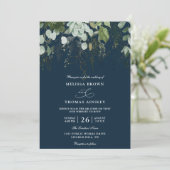 Groen Navy Goudblad Budget QR Code Trouwen Kaart (Staand voorkant)