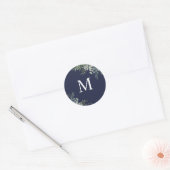 groen | Navy Monogram Bruiloft Envelop Seal Ronde Sticker (Envelop)