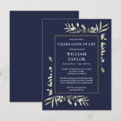 Groen Navyblauw Levensfeest Uitnodiging (Voorkant / Achterkant)