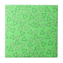 Groen Neon geometrisch driehoekpatroon Tegeltje