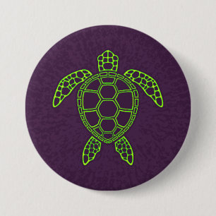 Groen Neon Lava Zeeschildpad Ontwerp Ronde Button 7,6 Cm