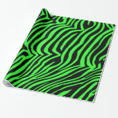 Groen neonkleurzebrapatroon cadeaupapier (Uitgerold)