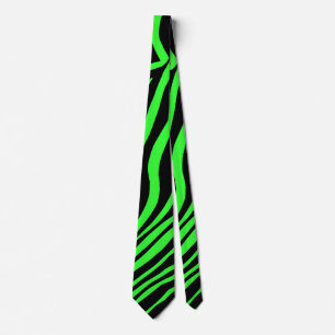Groen neonkleurzebrapatroon stropdas