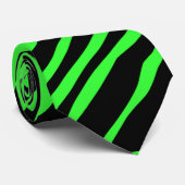 Groen neonkleurzebrapatroon stropdas (Opgerold)