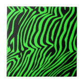 Groen neonkleurzebrapatroon tegeltje (Voorkant)