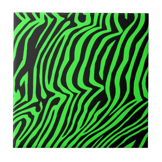 Groen neonkleurzebrapatroon tegeltje (Voorkant)