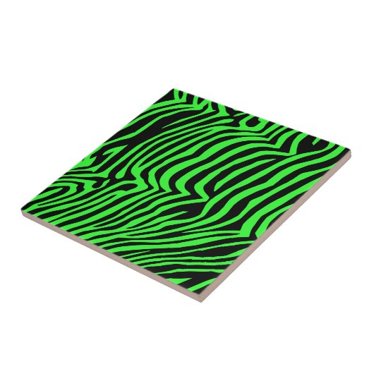 Groen neonkleurzebrapatroon tegeltje (Zijkant)