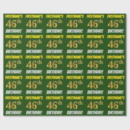 Groen, Nep/Namaak Goud, "46ste VERJAARDAG" Cadeaupapier