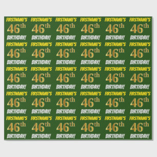 Groen, Nep/Namaak Goud, "46ste VERJAARDAG" Cadeaupapier