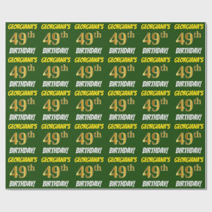Groen, Nep/Namaak Goud, "49e VERJAARDAG" Cadeaupapier