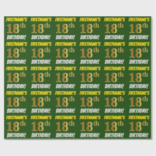 Groen, Nepgoud, "18e VERJAARDAG" Cadeaupapier
