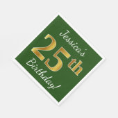 Groen, Nepgoud 25e verjaardag + aangepaste naam Servet (Hoek)