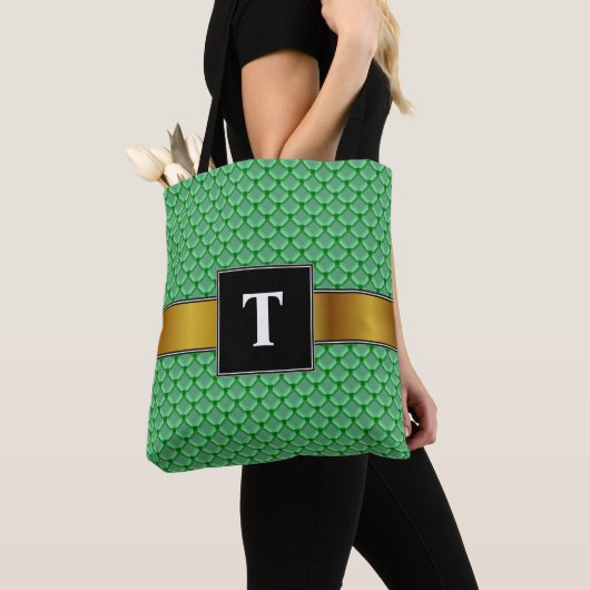 Groen net, Netwerk, of Chainmail als Patroon Tote Bag (Dichtbij)