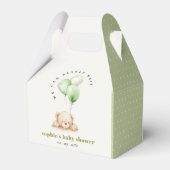Groen Neutraal Bearly Wachtballon Baby shower Bedankdoosjes (Achterkant)