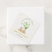 Groen Neutraal Bearly Wachtballon Baby shower Bedankjes Labels (In situ)