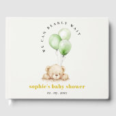 Groen Neutraal Bearly Wachtballon Baby shower Gastenboek (Voorkant)