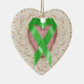 Groen nierkankerlint uit het hart - SR Keramisch Ornament (Rechts)