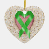 Groen nierkankerlint uit het hart - SR Keramisch Ornament (Voorkant)