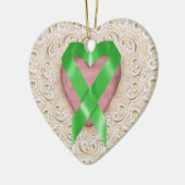 Groen nierkankerlint uit het hart - SR Keramisch Ornament (Links)
