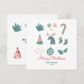 Groen Niet Foto Schattige Eenvoudige Kersttekening Feestdagenkaart (Voorkant / Achterkant)