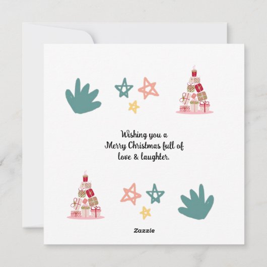 Groen Niet Foto Schattige Eenvoudige Kersttekening Feestdagenkaart (Achterkant)