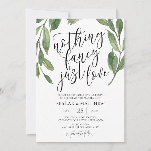 Groen Niets fancy gewoon liefde casual bruiloft Kaart (Voorkant)