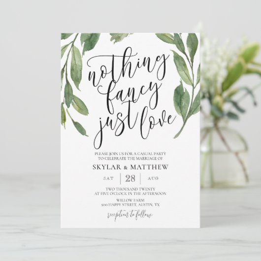 Groen Niets fancy gewoon liefde casual bruiloft Kaart (Staand voorkant)