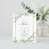 Groen NIKAH WALIMAH Eucalyptus GOUD QR CODE Uitnod (Staand voorkant)