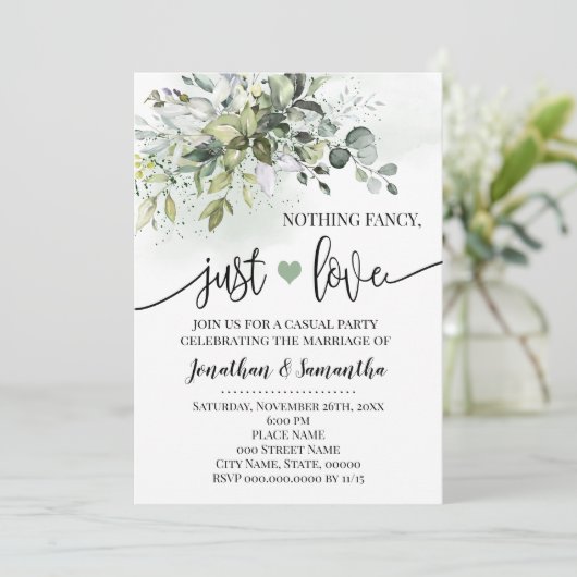 Groen Niks Gewoons Gebeurd Alleen Liefde Trouwen U Save The Date (Staand voorkant)