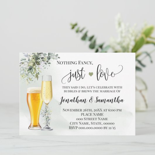 Groen Niks Gewoons Gebeurd Uit Elopement Uitnodigi Save The Date (Staand voorkant)