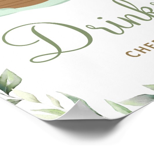 Groen Noah's Ark Baby shower Verjaardag Drinken Poster (Hoek)