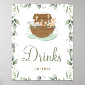 Groen Noah's Ark Baby shower Verjaardag Drinken Poster (Voorkant)