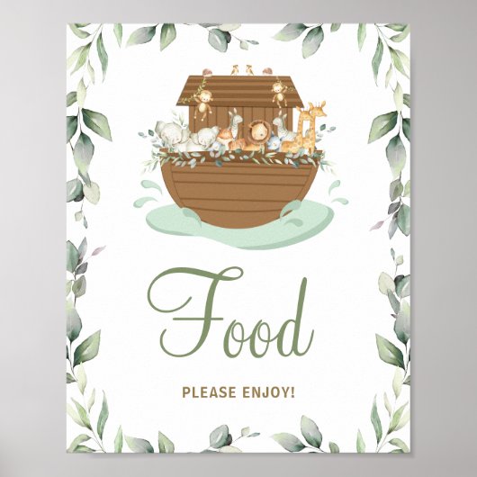 Groen Noah's Ark Baby shower Verjaardagseten Poster (Voorkant)