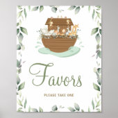 Groen Noah's Ark Baby shower Verjaardagsgunsten Poster (Voorkant)