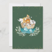 Groen Noah's Ark Gender Neutraal Verjaardagsfeest Kaart (Achterkant)