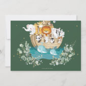 Groen Noah's Ark Verjaardagsfeestfoto Bedankkaart (Achterkant)