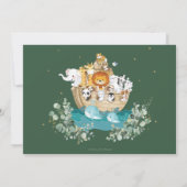 Groen Noah's Ark Verjaardagsfeestfoto Kaart (Achterkant)