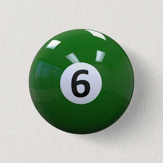 Groen nr. 6 Billiard Pool Ball Ronde Button 3,2 Cm (Voorkant)
